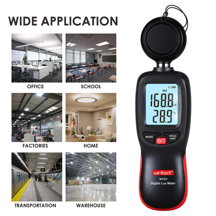 Wintact WT81 デジタルライトルクスメーター 工場/学校/家庭用 多用途 測定範囲: 0-200,000ルクス