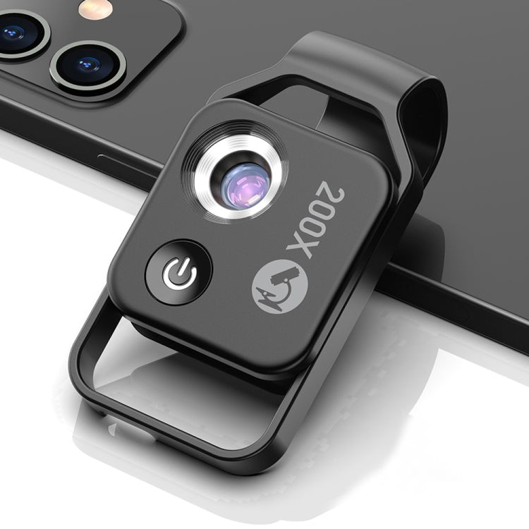 APEXEL APL-MS002BK 200X HDユニバーサルポータブルスマホ顕微鏡 LEDライト付き、APL-MS002BK