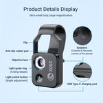 APEXEL APL-MS002BK 200X HDユニバーサルポータブルスマホ顕微鏡 LEDライト付き、APL-MS002BK