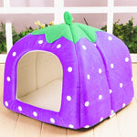 Strawberry Shaped Foldable Short Plush Pet House Nest, Size: M, Purple, Size M, Red, Size M, Pink, Size M, Blue, Size M