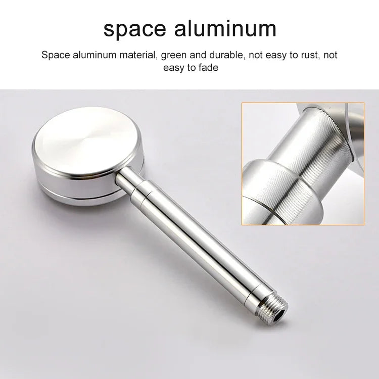 宇宙アルミニウム丸型高圧ハンドシャワーヘッド 節水バスルームアクセサリー サイズ: 23 x 8.2 x 2cm, BT-209 (シルバー)