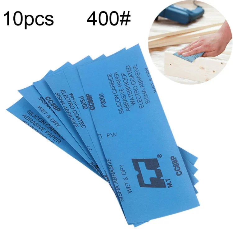 10枚入り 粒度400 ウェット＆ドライ研磨用サンドペーパー、サイズ：23 x 9cm、粒度400