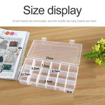 プラスチックオーガナイザー収納ボックス 18スロット取り外し可能グリッド仕切り付き ジュエリーイヤリング釣り針小物用、18スロット
