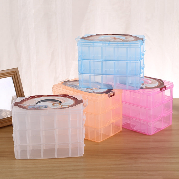 大容量収納ボックス 三層 大型36スロット プラスチッククラフトアクセサリー ひげ ジュエリー収納ボックス コンテナ ホームオーガナイザー