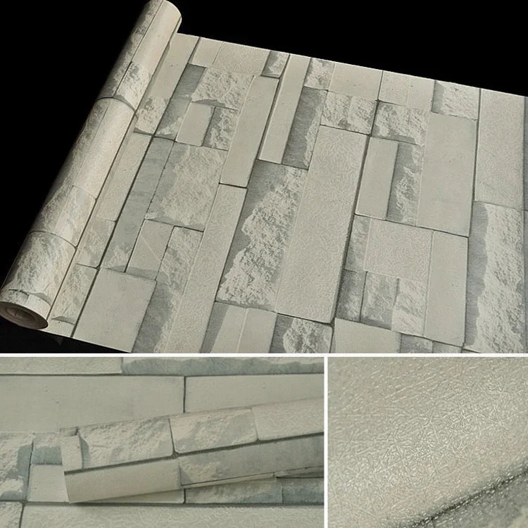 青雲石クリエイティブ3D石レンガ装飾壁紙ステッカー 寝室リビングルーム用防水壁紙ロール、サイズ：45 x 1000cm、青雲石