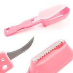 2個セット キッチン必需品 魚のウロコ取りスクレーパー 魚のウロコナイフ カバー付き 20x5.2cm ピンク、グリーン、ブルー