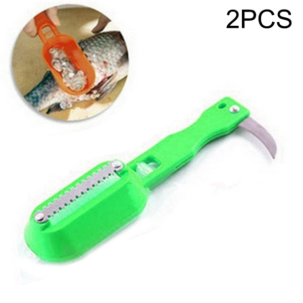 2個セット キッチン必需品 魚のウロコ取りスクレーパー 魚のウロコナイフ カバー付き 20x5.2cm ピンク、グリーン、ブルー