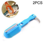 2個セット キッチン必需品 魚のウロコ取りスクレーパー 魚のウロコナイフ カバー付き 20x5.2cm ピンク、グリーン、ブルー