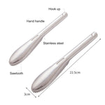 キッチン必需品 ステンレス製両方向ノコギリ歯魚用スクレーパー 魚のうろこ削りナイフ、22.5x3cm