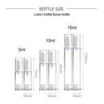 5個セット 携帯用エアレス真空ポンプボトル 微細ミスト香水スプレーボトル、10ml、10ml