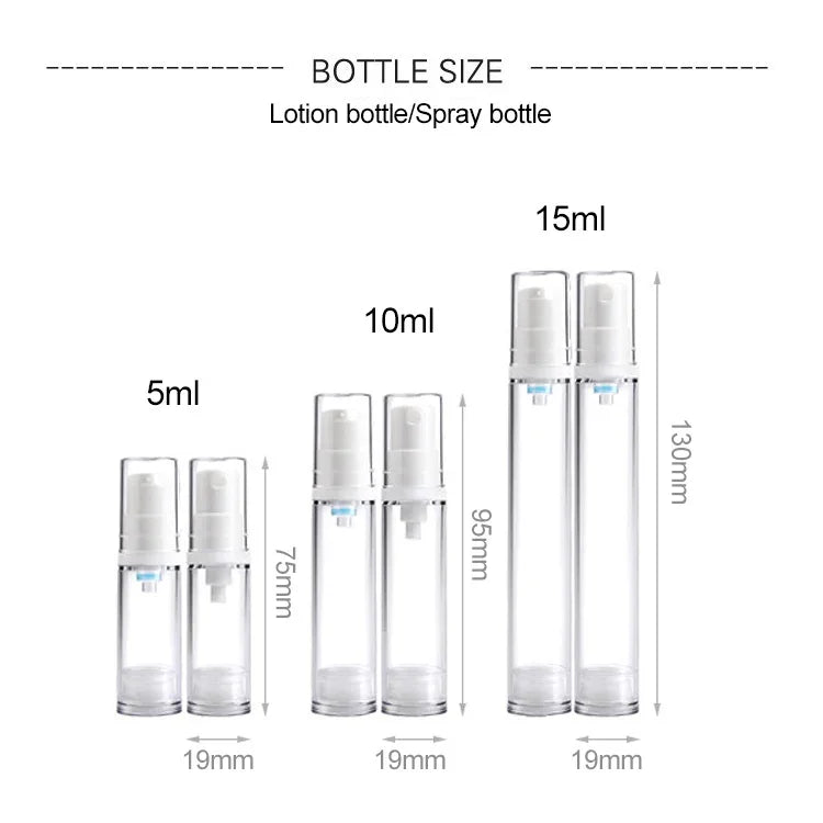 5個セット 携帯用エアレス真空ポンプボトル 微細ミスト香水スプレーボトル、10ml、10ml