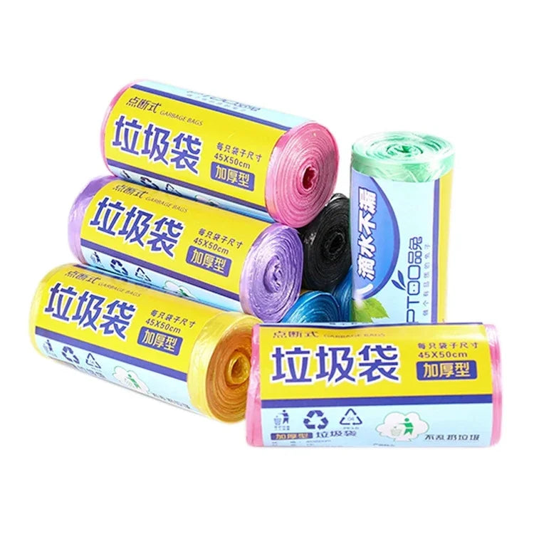 1ロール家庭用カラー厚手大型ゴミ袋（1ロールあたり30枚）、ランダムカラー配送、サイズ: 45*50cm、1ロールゴミ袋