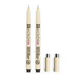 2本セット アーカイブ顔料インク描画ファインライナーペン ニブ マンガミクロンペン 0.5mm、0.25mm、0.3mm、0.35mm、0.45mm