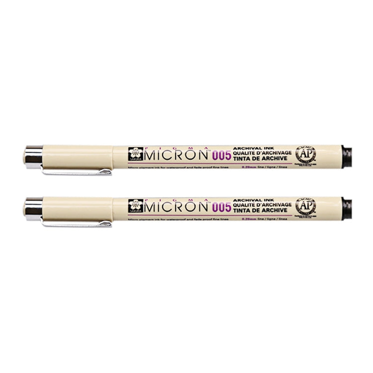 2本セット アーカイブ顔料インク描画ファインライナーペン ニブ マンガミクロンペン 0.5mm、0.25mm、0.3mm、0.35mm、0.45mm