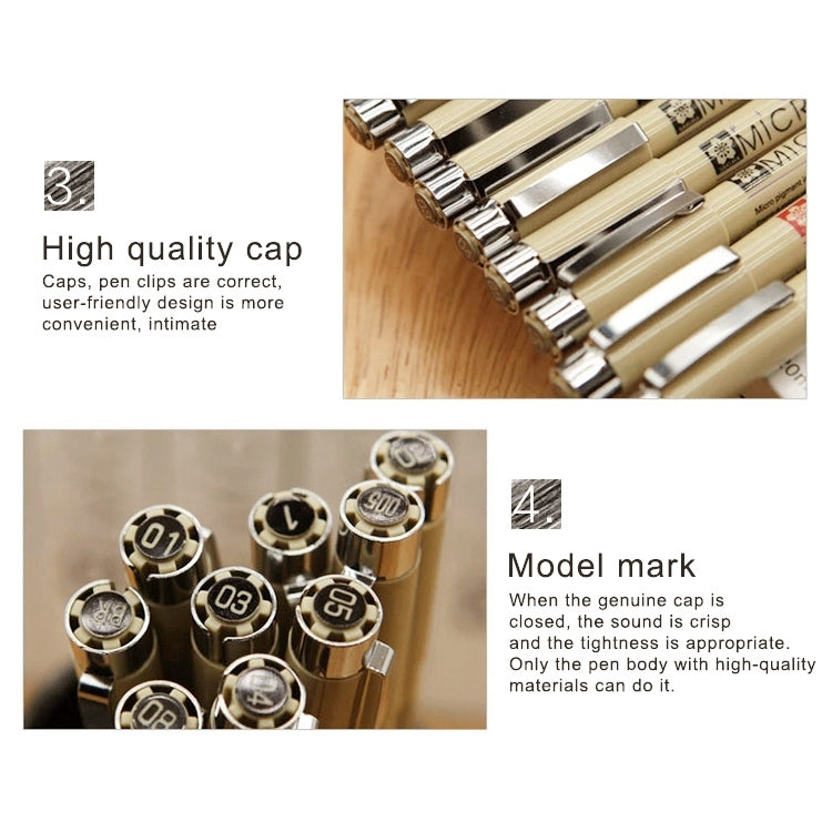 2本セット アーカイブ顔料インク描画ファインライナーペン ニブ マンガミクロンペン 0.5mm、0.25mm、0.3mm、0.35mm、0.45mm