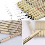2本セット アーカイブ顔料インク描画ファインライナーペン ニブ マンガミクロンペン 0.5mm、0.25mm、0.3mm、0.35mm、0.45mm