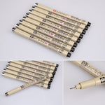 2本セット アーカイブ顔料インク描画ファインライナーペン ニブ マンガミクロンペン 0.5mm、0.25mm、0.3mm、0.35mm、0.45mm