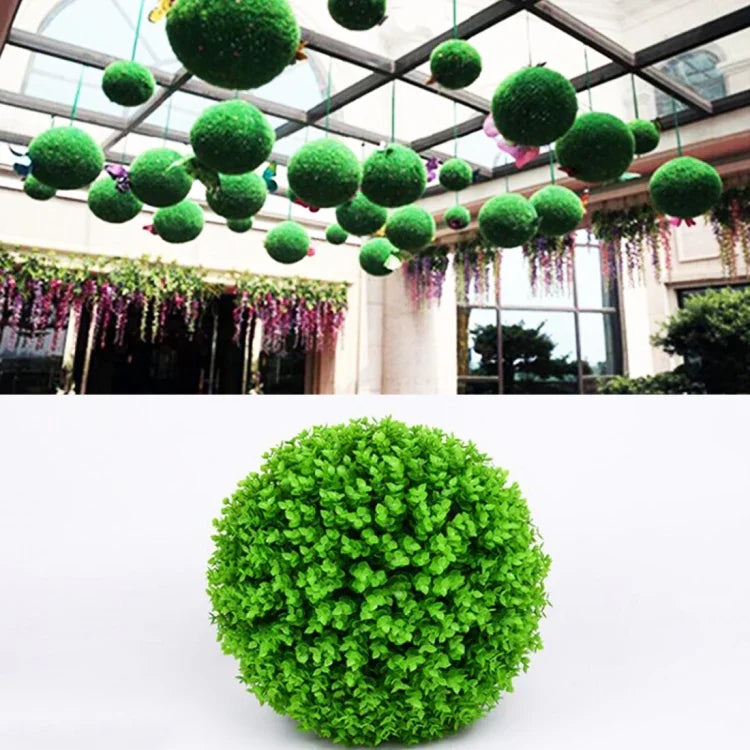 人工グリーンユーカリ植物ボール トピアリー ウェディングイベント 家庭用屋外装飾 吊り下げオーナメント、直径：13.4インチ、13.4インチ