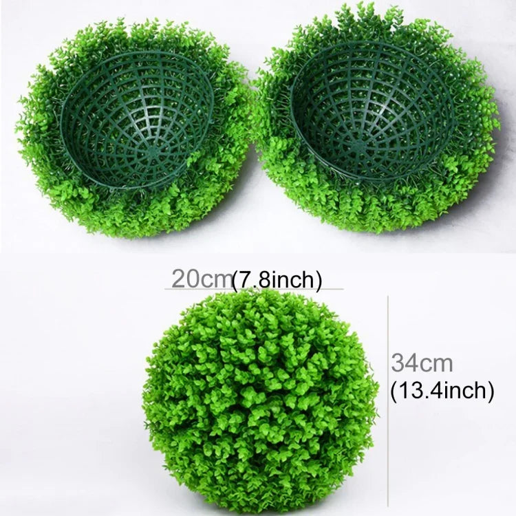 人工グリーンユーカリ植物ボール トピアリー ウェディングイベント 家庭用屋外装飾 吊り下げオーナメント、直径：13.4インチ、13.4インチ