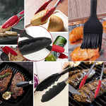 9インチシリコン滑り止め食品パンバーベキューBBQクリップトング キッチンツール 9インチレッド