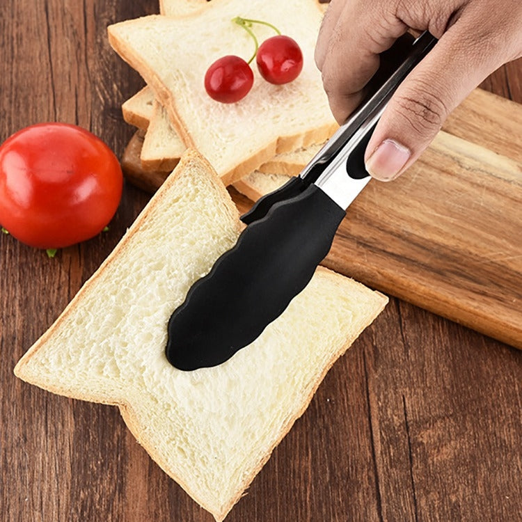12インチシリコン滑り止め食品パンバーベキューBBQクリップトング キッチンツール 12インチブラック、12インチレッド