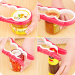4in1多機能ボトルオープナー 家庭用安全缶開け器 滑り止めキャップ キッチンツール、ランダムカラー配送、4in1