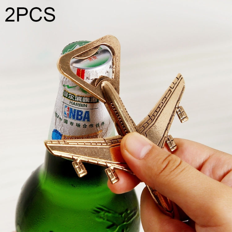 2個セット合金製飛行機デザインビールボトルオープナー 結婚式ギフトやパーティー用、飛行機モデル