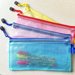 12個セット ジッパー付きプラスチックメッシュ文房具バッグ ランダムカラー配送（A5、サイズ：24x17.5cm）