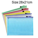 ジッパー付きプラスチックメッシュ文房具バッグ、ランダムカラー配送（B5、サイズ：28x21cm）、B5、サイズ：28x21cm