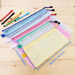 ジッパー付きプラスチックメッシュ文房具バッグ、ランダムカラー配送（B5、サイズ：28x21cm）、B5、サイズ：28x21cm