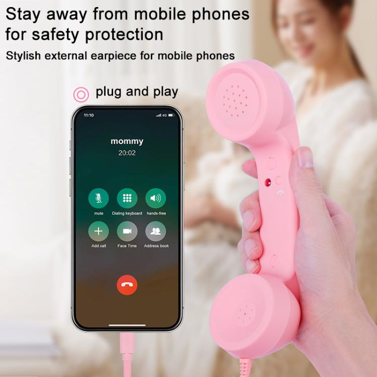 Type-Cプラグ マイク付き レトロ電話 電磁波防止 携帯電話受話器、Type-C