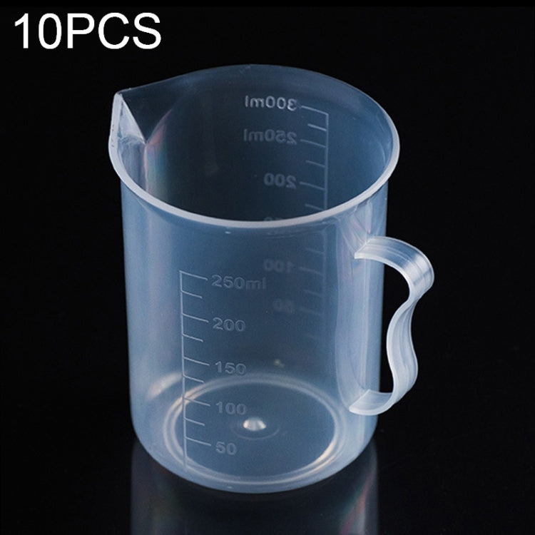 10個入り250ml食品グレードPPプラスチックフラスコ デジタル計量カップ シリンダースケール メジャーグラス 実験室用ツール、250ml