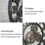 Retro Wooden Round Single-sided Gear Clock Rome Number Wall Clock, Diameter: 30cm, Rome Number 30cm