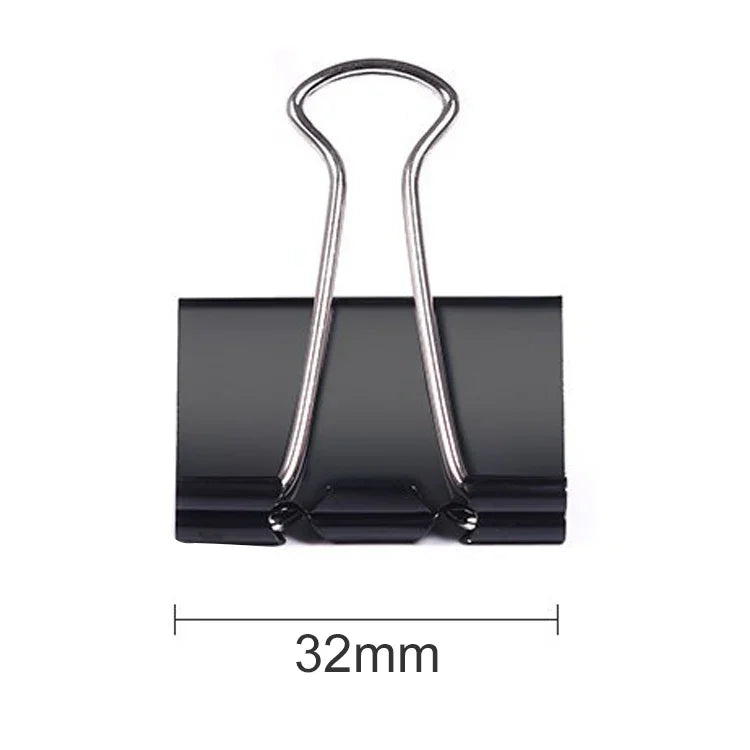 50個セット32mm黒メタルクリップノートレター用紙クリップオフィスバインド、50個／32mm
