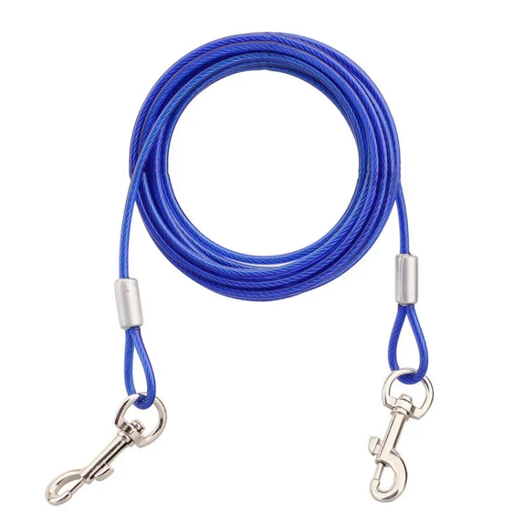両端スチールワイヤーロープペット犬用2in1トラクションロープペット散歩用リードハンドル付き、長さ: 3m、ランダムカラー配送、長さ: 3m