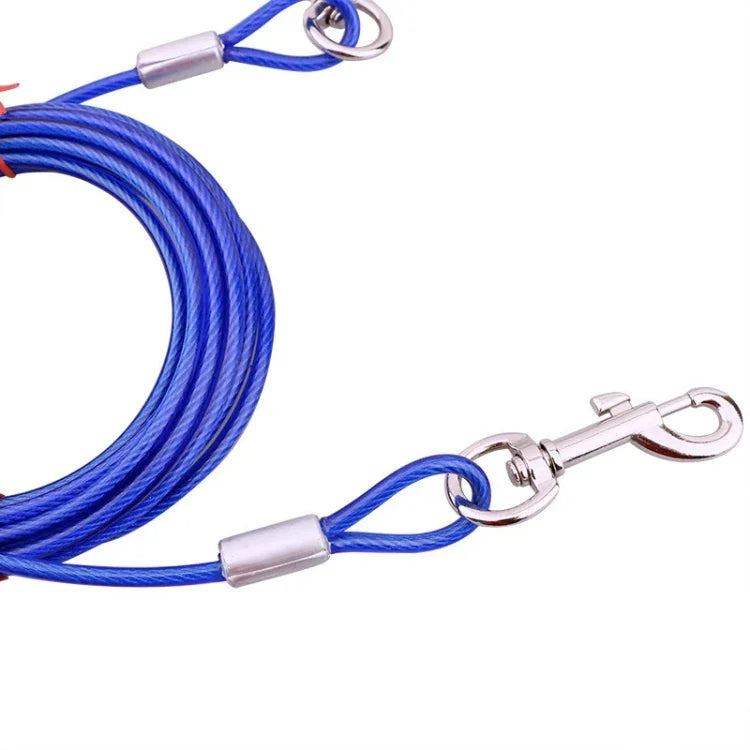 両端スチールワイヤーロープペット犬用2in1トラクションロープペット散歩用リードハンドル付き、長さ: 3m、ランダムカラー配送、長さ: 3m