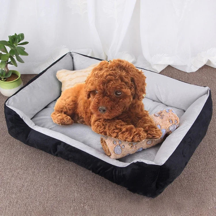 犬の骨柄大きく柔らかい暖かいケンネルペット犬猫用マット毛布、毛布付き サイズ: S、60×45×15cm、サイズ: S