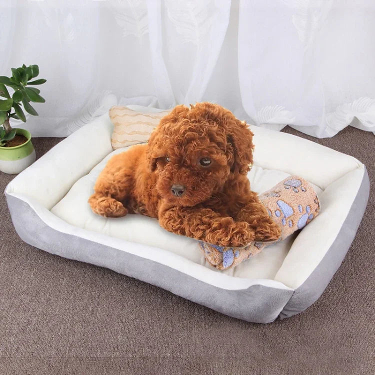 犬の骨柄大きく柔らかい暖かいケンネルペット犬猫用マット毛布、毛布付き サイズ: S、60×45×15cm、サイズ: S