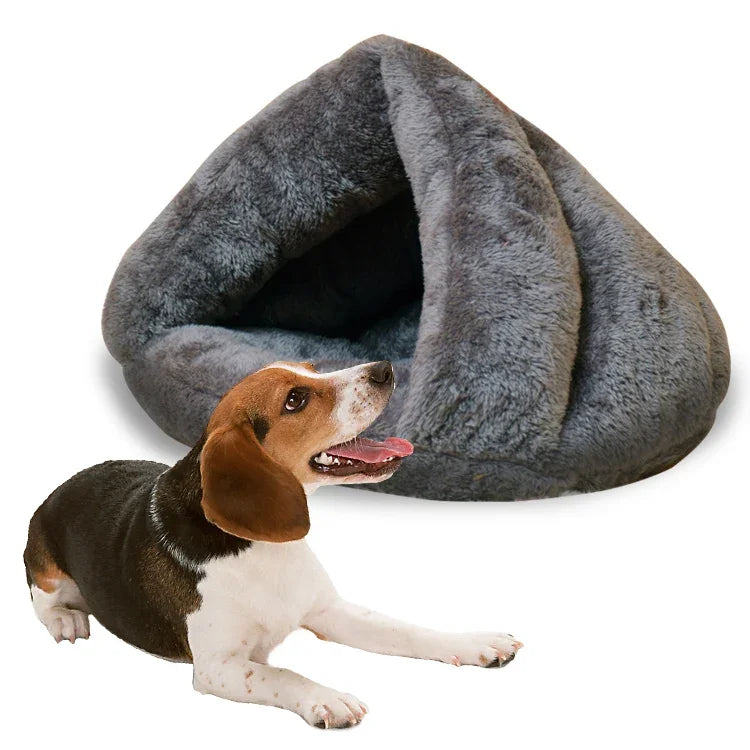 حظيرة مثلثة دافئة سميكة على شكل يورت منغولي للقطط والكلاب، الحجم: L، 45×45×33سم، الحجم: L