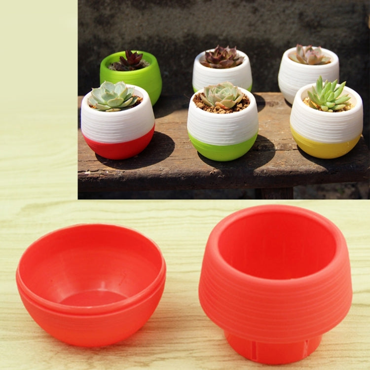 カラフルミニ丸型プラスチック植物花鉢 ガーデンホームオフィス装飾 苗床鉢 水タンク付き植物花鉢 ランダムカラー配送 花鉢3