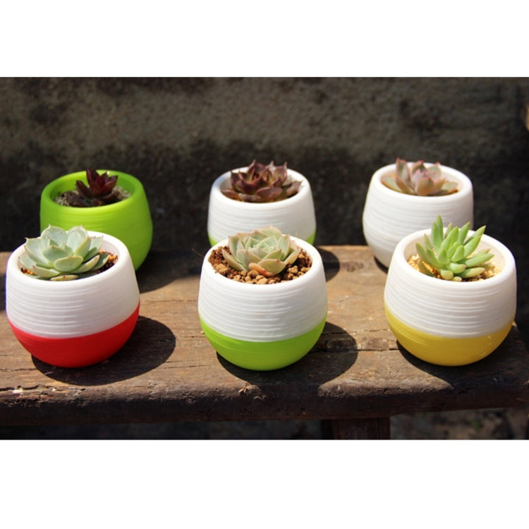 カラフルミニ丸型プラスチック植物花鉢 ガーデンホームオフィス装飾 苗床鉢 水タンク付き植物花鉢 ランダムカラー配送 花鉢3