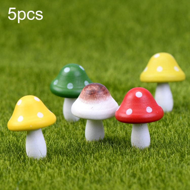 5pcs Woody Mushroom Wooden Mini Mushrooms Decoration Crafts Micro-landscape Ornaments Accessories Multi-meat Ornaments, Random Color Delivery, Mini Mushroom Ornaments