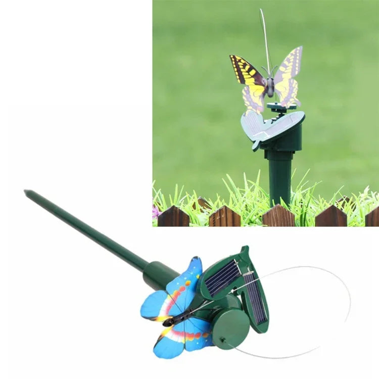 ソーラー電源回転式蝶ハチドリ装飾飛行シミュレーション蝶ペットおもしろ玩具 ガーデニング田園装飾玩具、蝶2個入り