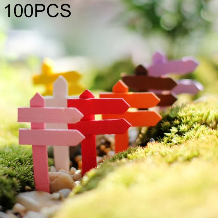 10個セット ミニ木製フェンス サインポスト ガーデンオーナメント DIY植物ラベル 鉢植え風景装飾 ミニチュア庭園DIYオーナメント 多肉植物用木製オーナメント ランダムカラー配送