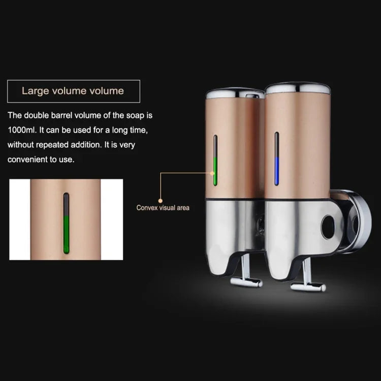 ホテルシャワーマニュアルディスペンサ壁掛け洗浄液シャンプー石鹸ボトル、容量：500ml、500ml/クリアホワイト