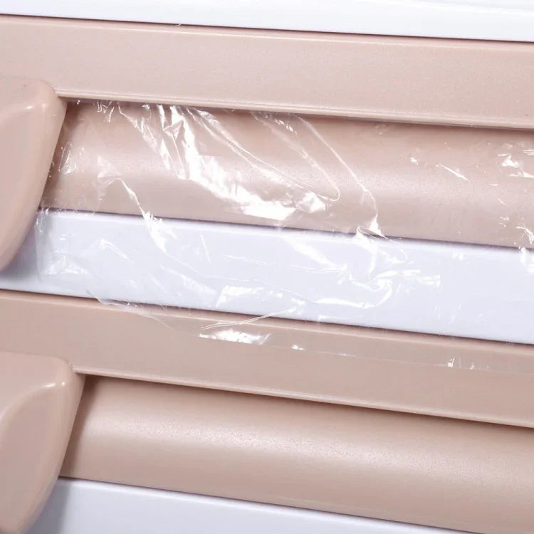 キッチン壁掛けラップホルダー ラップ収納ラック ハンガーラック カッティングデバイス サイズ：39 x 10 x 24cm グレー