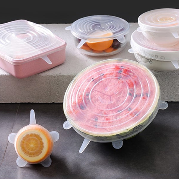 6個セット 食品グレードシリコーン密封蓋 新鮮保持カバー、シリコーン密封蓋