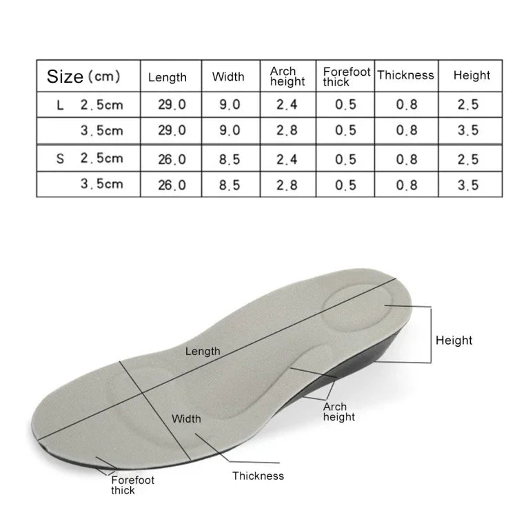 3.5cm PU 通気性スポーツ身長アップインソール, サイズ: L, サイズ: L (3.5cm)