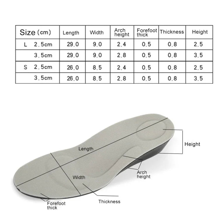 3.5cm PU 通気性スポーツ身長アップインソール, サイズ: S (3.5cm)