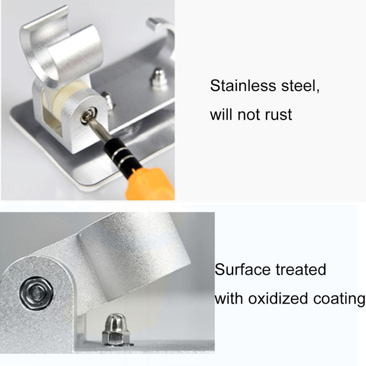 スペースアルミニウムシャワーヘッドホルダー 跡が残らない調節可能なバスシャワーブラケット、シャワーブラケット